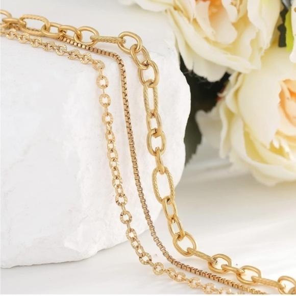 Gold 14k Gold Plated Layered Chain Bracelet - Picture 3 of 4